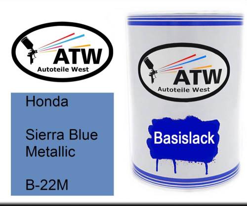 Honda, Sierra Blue Metallic, B-22M: 500ml Lackdose, von ATW Autoteile West.